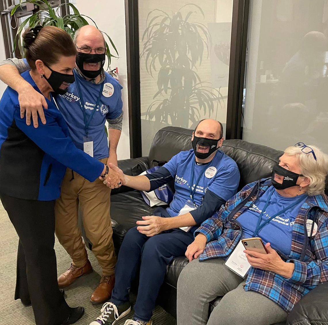 Tani Austin with special olympics athletes