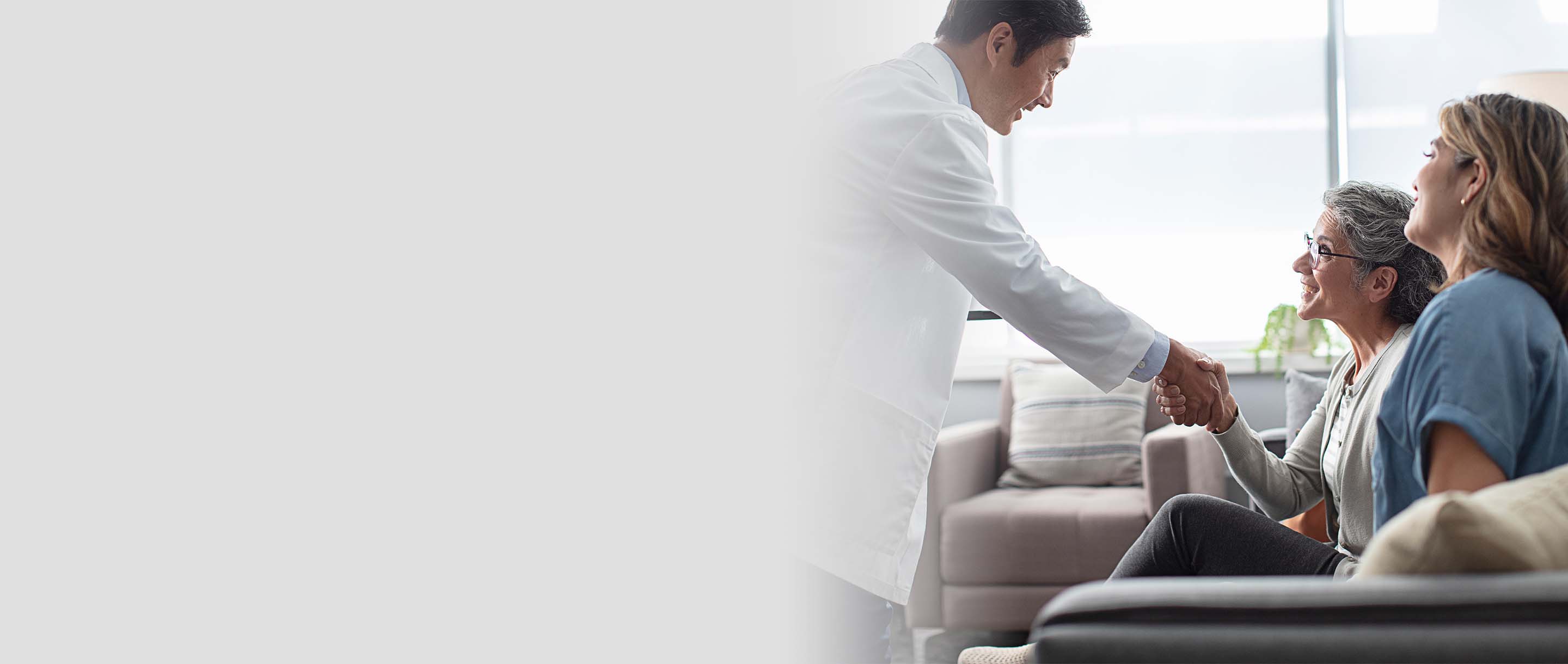 Hearing professional greeting two females